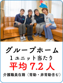 【グループホーム】1ユニット当たり平均7.2人 介護職員在籍（常勤・非常勤含む）